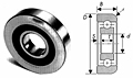 Mast guide bearing with cross sectional view